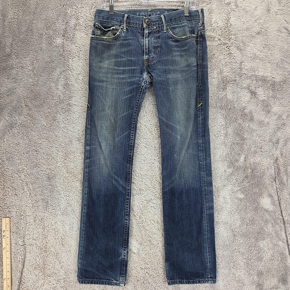 Vintage Levis Blue Star Jeans Mens Blue Straight Zip Fly Medium Wash Fits 30x30